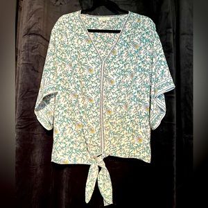 Max Studio Floral Blouse with tie
